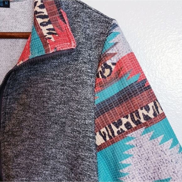 Fashion Express Tribal Western Full- Zip Long Sleeve Multicolored Jacket Sz M - Picture 3 of 10